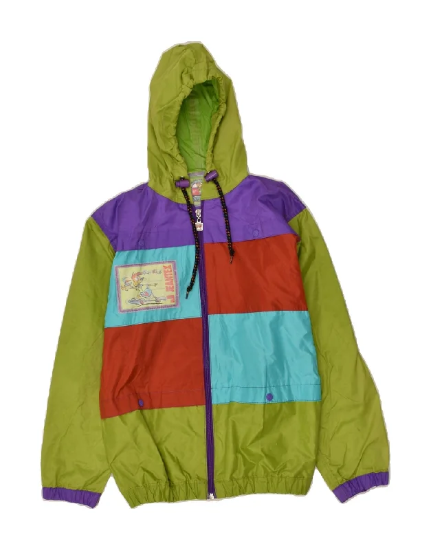 men's down-filled jackets -JEANTEX Boys Hooded Rain Jacket 9-10 Years Multicoloured Colourblock