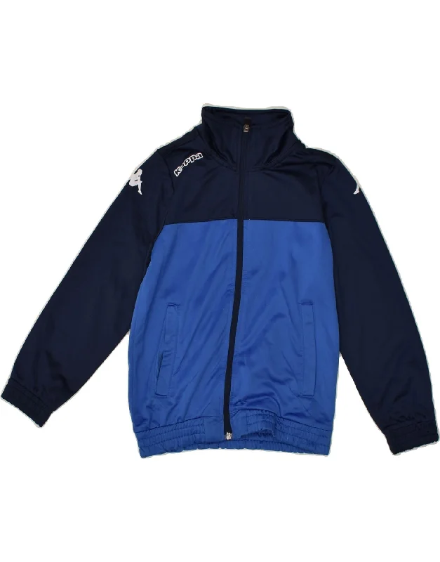 men's versatile jackets for fall -KAPPA Girls Graphic Tracksuit Top Jacket 7-8 Years Blue Colourblock