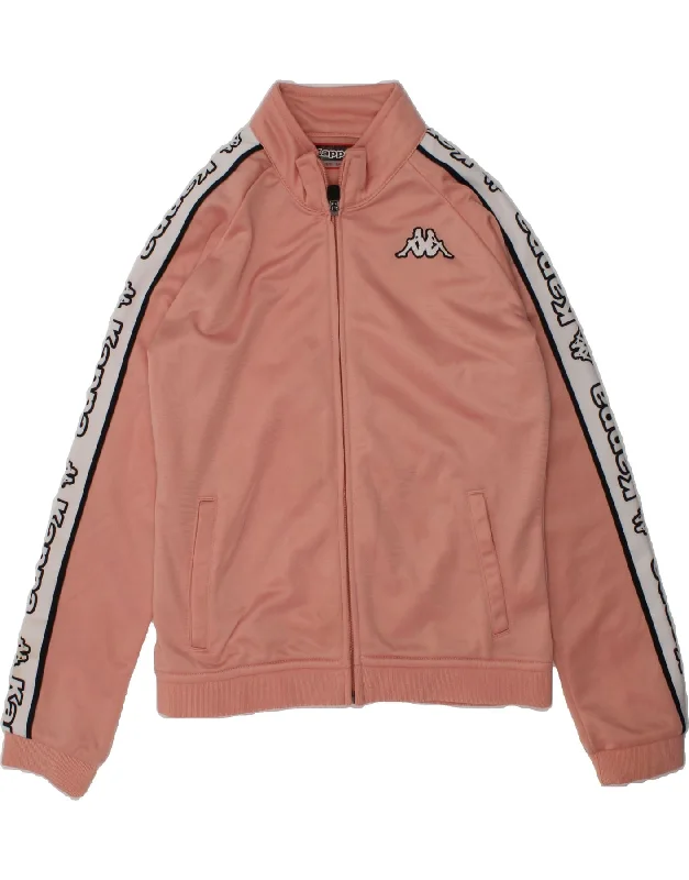 men's casual blazers -KAPPA Girls Graphic Tracksuit Top Jacket 9-10 Years Pink Polyester