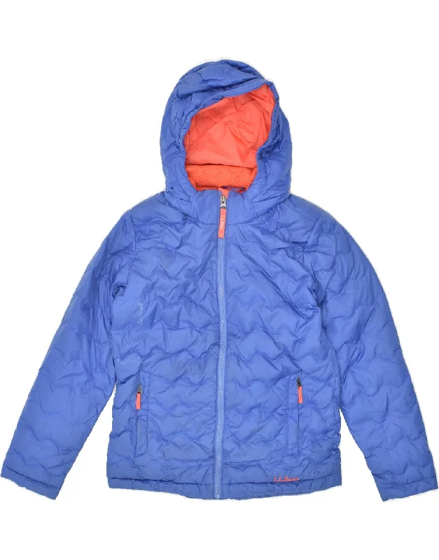 men's lightweight outdoor jackets -L.L.BEAN Boys Hooded Padded Jacket 10-11 Years Medium  Blue Nylon