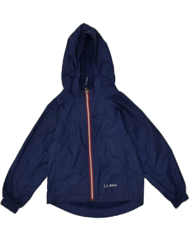 men's rain-resistant jackets -L.L.BEAN Boys Hooded Rain Jacket 3-4 Years Navy Blue Polyester