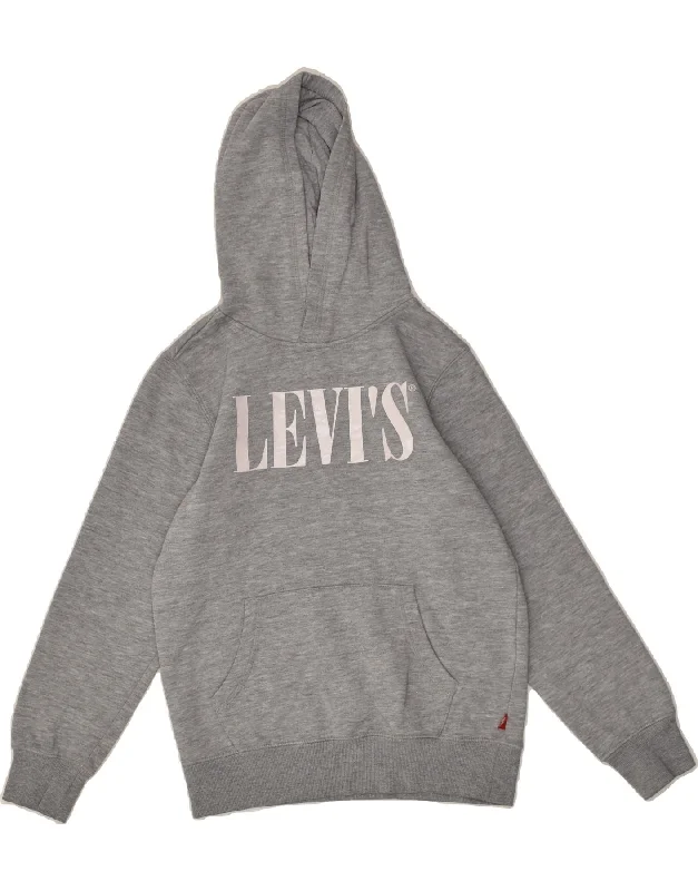 men's casual hoodies -LEVI'S Boys Graphic Hoodie Jumper 11-12 Years Grey Cotton