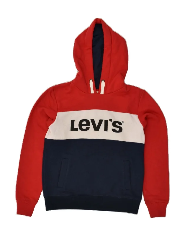 men's printed hoodies -LEVI'S Boys Graphic Hoodie Jumper 11-12 Years Red Striped Cotton