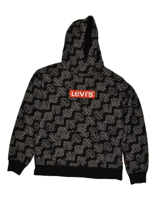 men's comfortable sweatshirts -LEVI'S Boys Graphic Hoodie Jumper 13-14 Years Grey Cotton