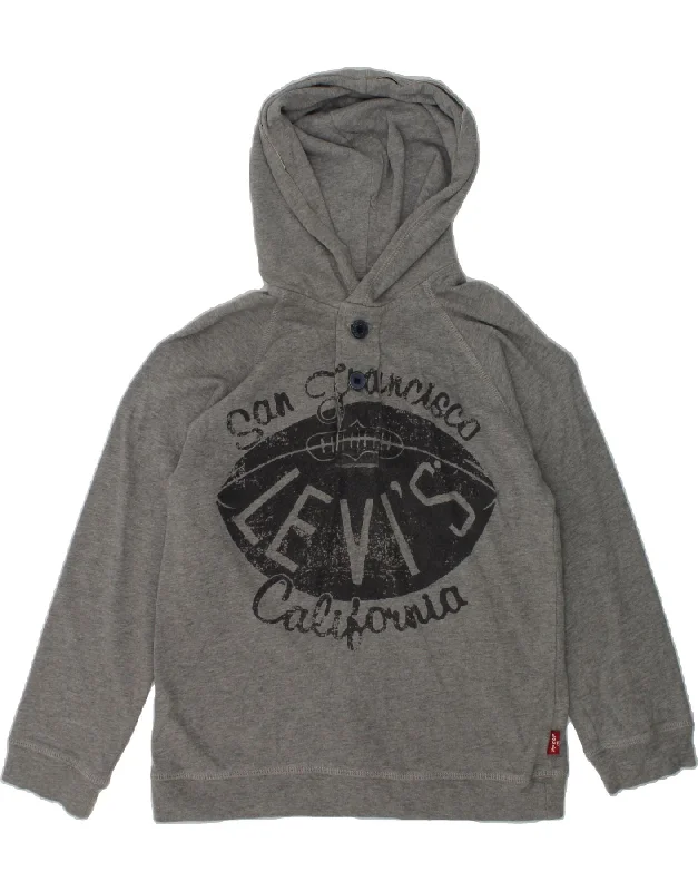 men's casual hoodies -LEVI'S Boys Graphic Hoodie Jumper 7-8 Years Grey Cotton