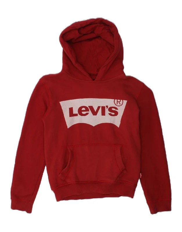 men's warm winter hoodies -LEVI'S Boys Graphic Hoodie Jumper 7-8 Years Red