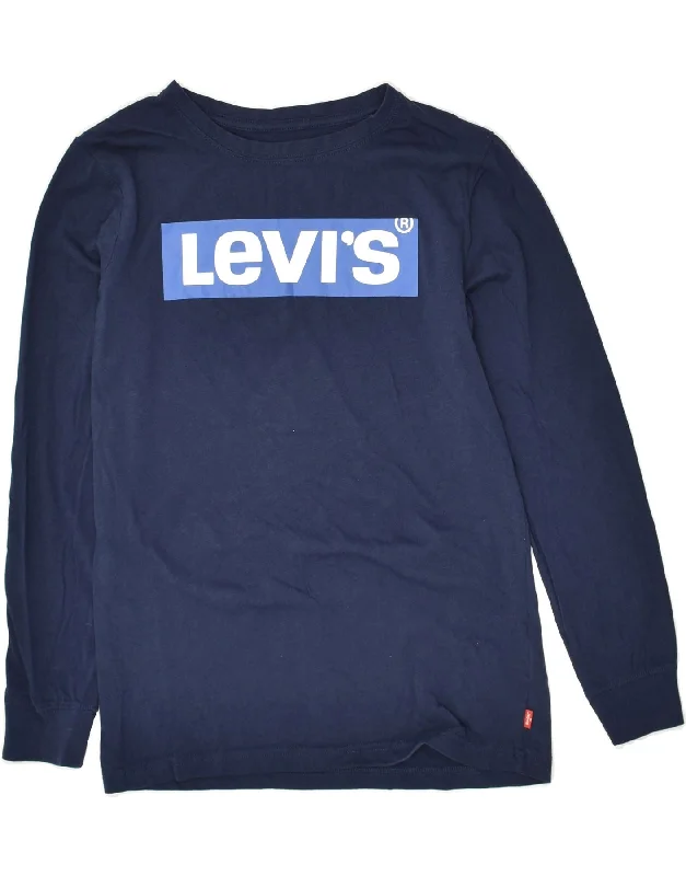 men's casual hoodies with stripes -LEVI'S Boys Graphic Sweatshirt Jumper 15-16 Years Navy Blue Cotton