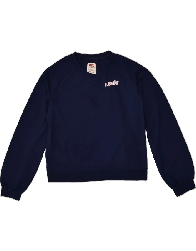 men's hoodie for casual wear -LEVI'S Girls Sweatshirt Jumper 13-14 Years Navy Blue