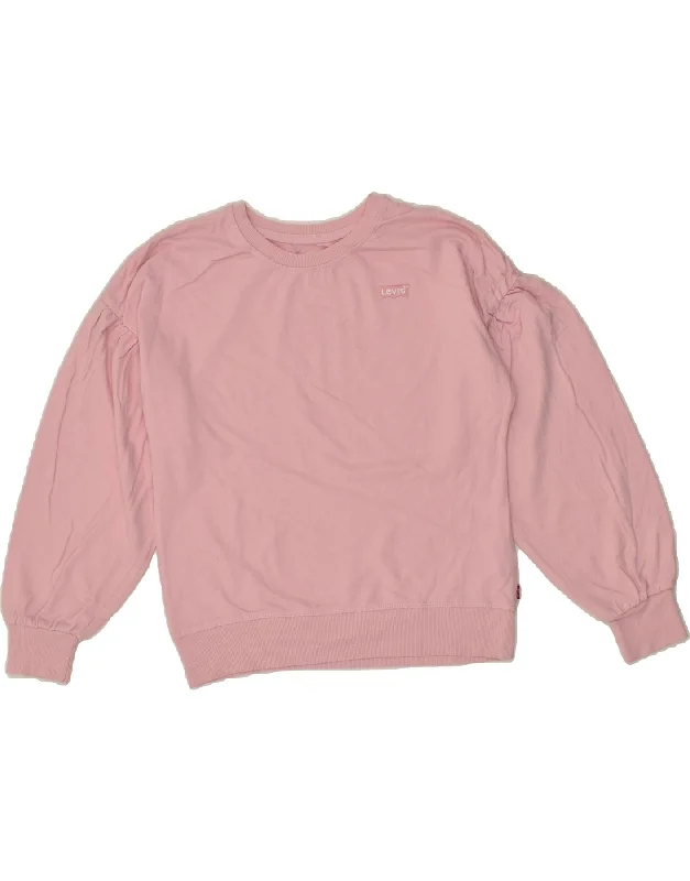 men's colorful hoodies -LEVI'S Girls Sweatshirt Jumper 15-16 Years Pink Cotton