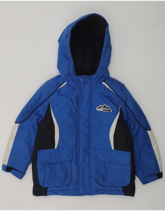 men's fashionable jackets -LONDON FOG Boys Hooded Windbreaker Jacket 3-4 Years Blue Colourblock