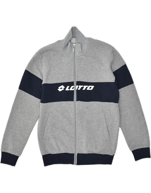 men's everyday jackets -LOTTO Boys Graphic Tracksuit Top Jacket 13-14 Years Grey Colourblock