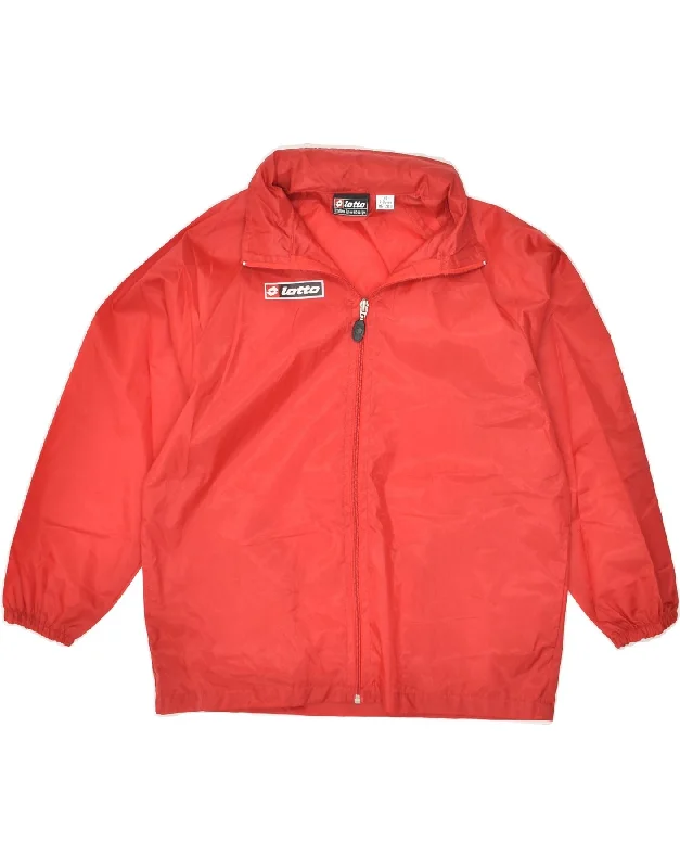 men's winter jackets -LOTTO Boys Hooded Rain Jacket 7-8 Years XS Red Polyester