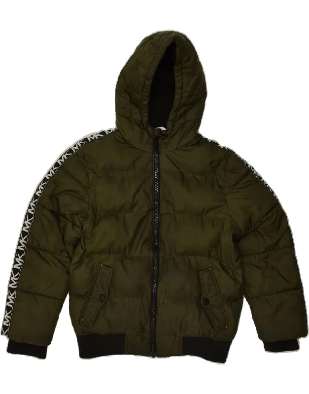 men's versatile jackets for fall -MICHAEL KORS Boys Graphic Hooded Padded Jacket 10-11 Years Khaki Polyester