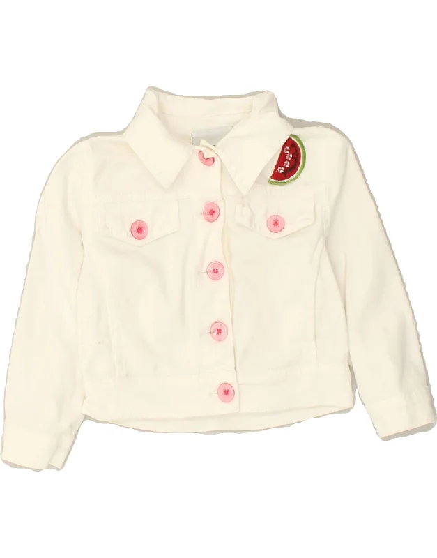 men's casual outerwear jackets -MOSCHINO Baby Girls Bomber Jacket 12-18 Months White Cotton