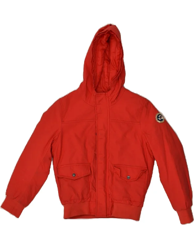 men's wind-resistant jackets -NAPAPIJRI Boys Hooded Bomber Padded Jacket 7-8 Years Red Polyester