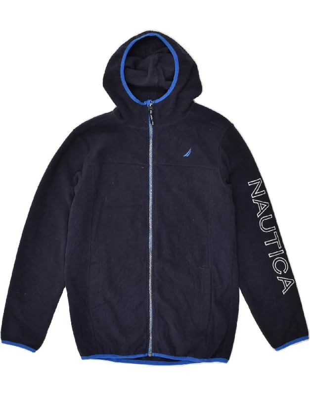 men's zip-up hooded jackets -NAUTICA Boys Graphic Hooded Fleece Jacket 14-15 Years Large  Navy Blue