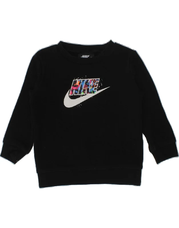 men's pullover hoodie with drawstrings -NIKE Baby Girls Graphic Sweatshirt Jumper 12-18 Months Black Cotton