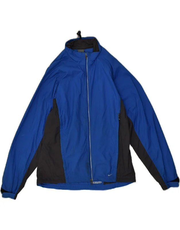 men's quilted jackets -NIKE Boys Clima-fit Rain Jacket 15-16 Years Large Blue Colourblock