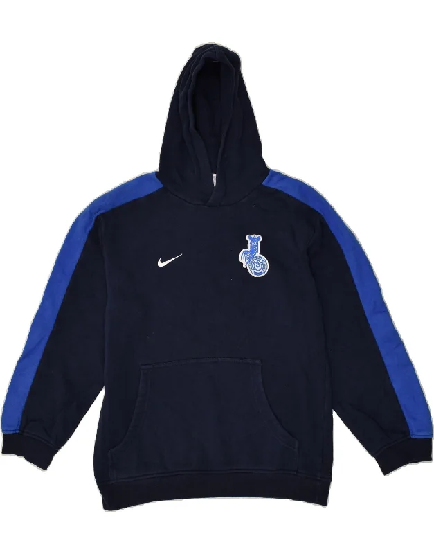 men's zip-up hoodies -NIKE Boys Graphic Hoodie Jumper 12-13 Years Large  Navy Blue Cotton