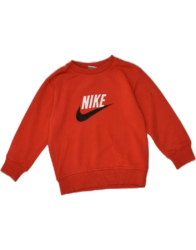 men's workout sweatshirt hoodies -NIKE Boys Graphic Sweatshirt Jumper 4-5 Years Small  Red Cotton