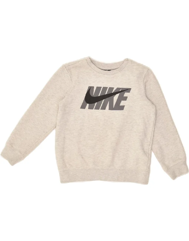 men's printed fleece sweatshirts -NIKE Boys Graphic Sweatshirt Jumper 6-7 Years Large  Grey Cotton