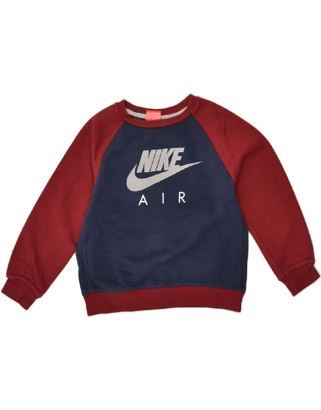 men's oversized hoodies -NIKE Boys Graphic Sweatshirt Jumper 6-7 Years Navy Blue Colourblock Cotton