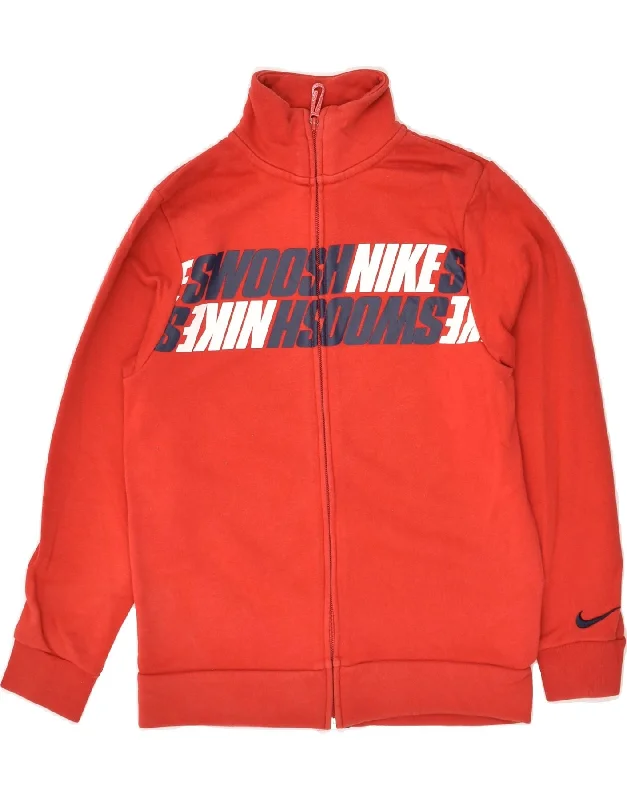 men's jacket for autumn wear -NIKE Boys Graphic Tracksuit Top Jacket 10-11 Years Medium Red Cotton