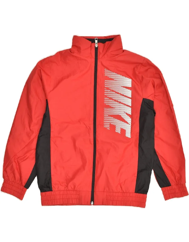 men's stylish jackets for winter -NIKE Boys Graphic Tracksuit Top Jacket 12-13 Years Large  Red Colourblock