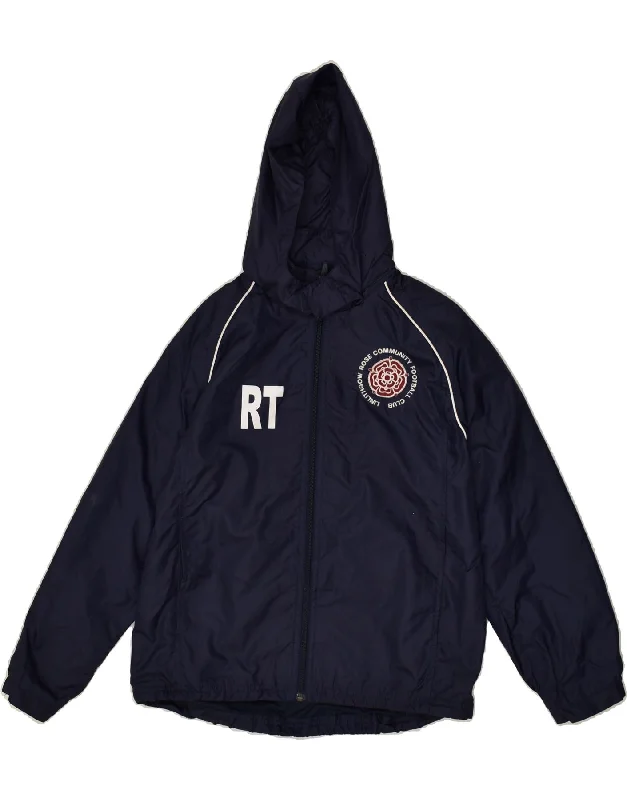 men's rain jackets -NIKE Boys Hooded Rain Jacket 10-11 Years Medium  Navy Blue Polyester