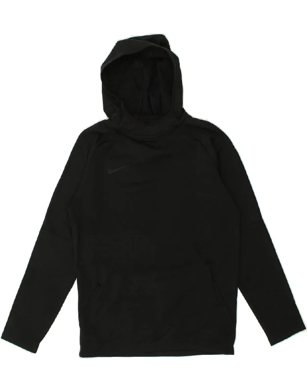 men's fleece-lined hoodies -NIKE Boys Hoodie Jumper 12-13 Years Black Polyester