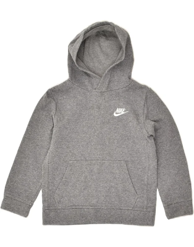 men's hoodie for outdoor wear -NIKE Boys Hoodie Jumper 6-7 Years Large  Grey Cotton