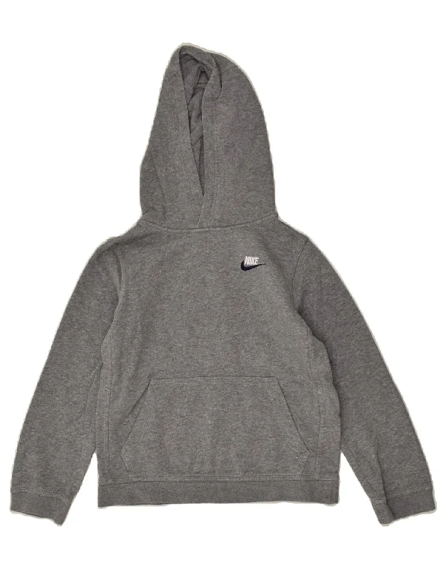 men's hoodie with stylish patterns -NIKE Boys Standard Fit Hoodie Jumper 10-11 Years Medium Grey