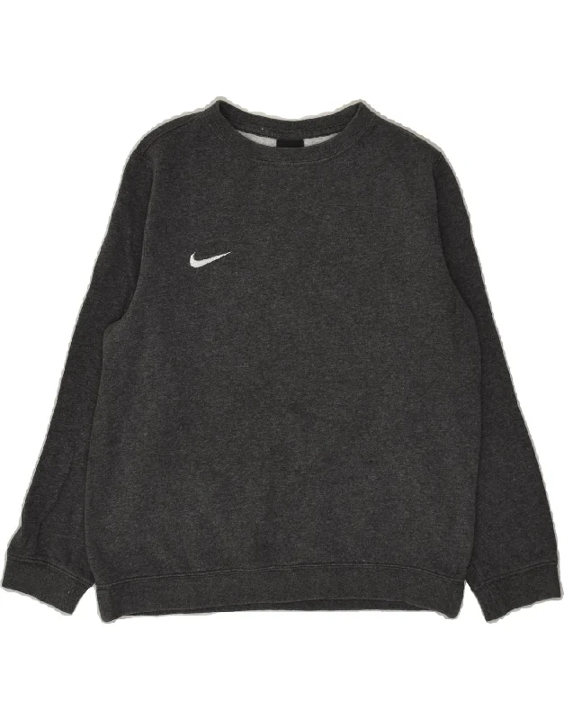 men's printed fleece sweatshirts -NIKE Boys Sweatshirt Jumper 11-12 Years Large Grey Cotton