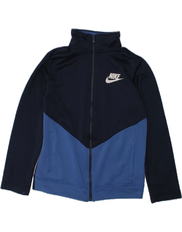 men's windbreaker jackets -NIKE Boys Tracksuit Top Jacket 10-11 Years Medium  Navy Blue Colourblock