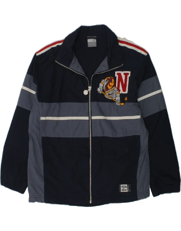 men's down jackets -NIKE Boys Tracksuit Top Jacket 10-11 Years Medium Navy Blue Colourblock