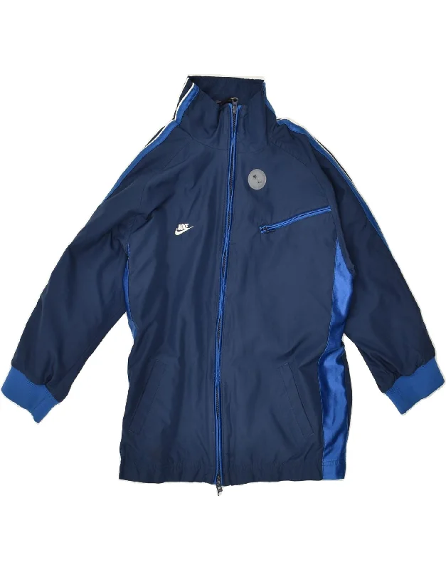 men's everyday jackets -NIKE Boys Tracksuit Top Jacket 13-14 Years Small Navy Blue Polyester