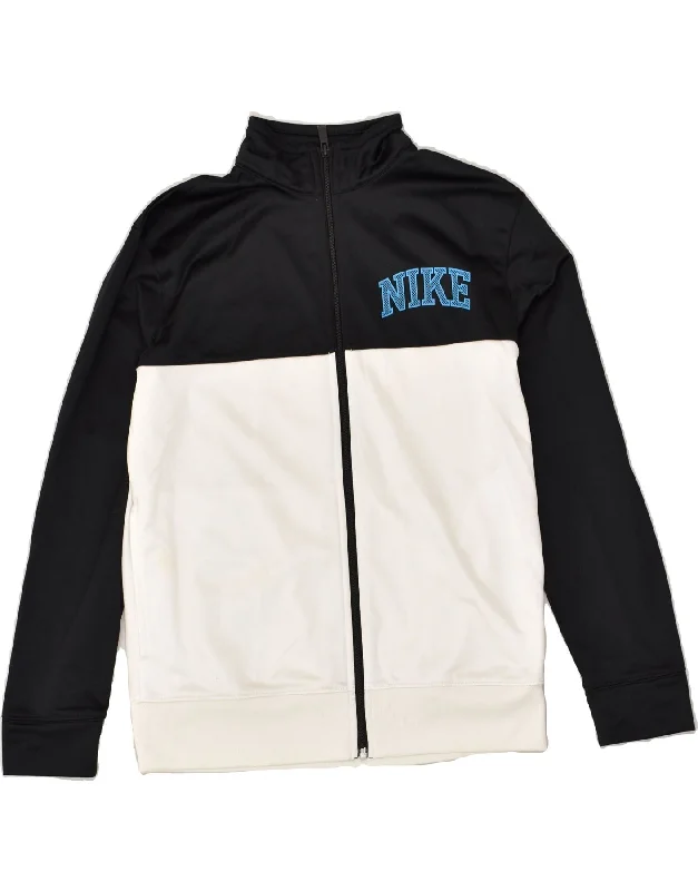 men's waterproof jackets -NIKE Boys Tracksuit Top Jacket 13-14 Years XL  White Colourblock Polyester