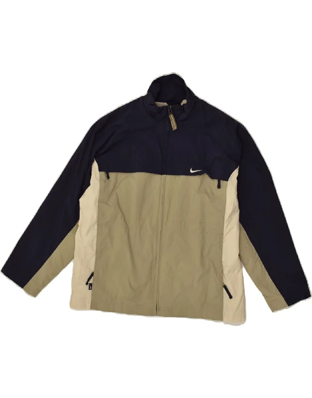 men's fashionable jackets -NIKE Boys Tracksuit Top Jacket 9-10 Years Small Beige Colourblock