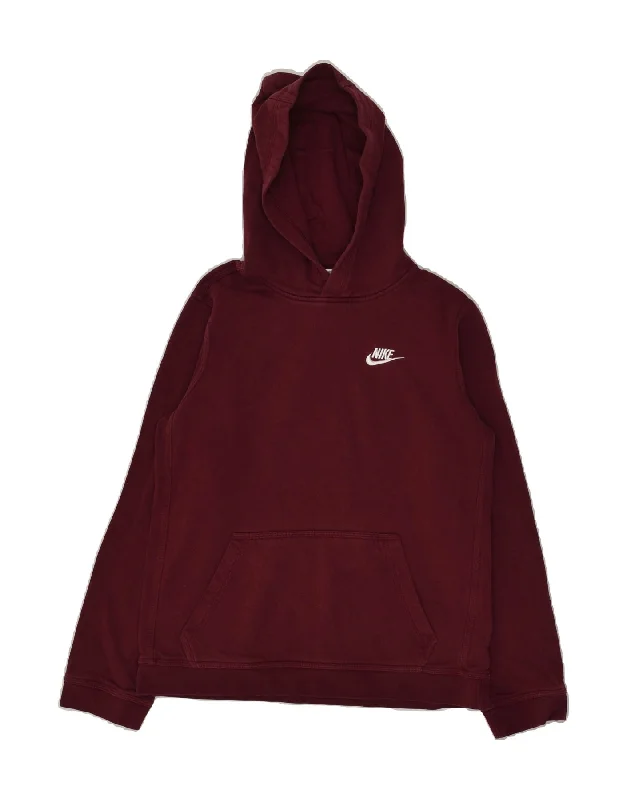 men's hoodie for chilly evenings -NIKE Girls Hoodie Jumper 13-14 Years XL Burgundy Cotton