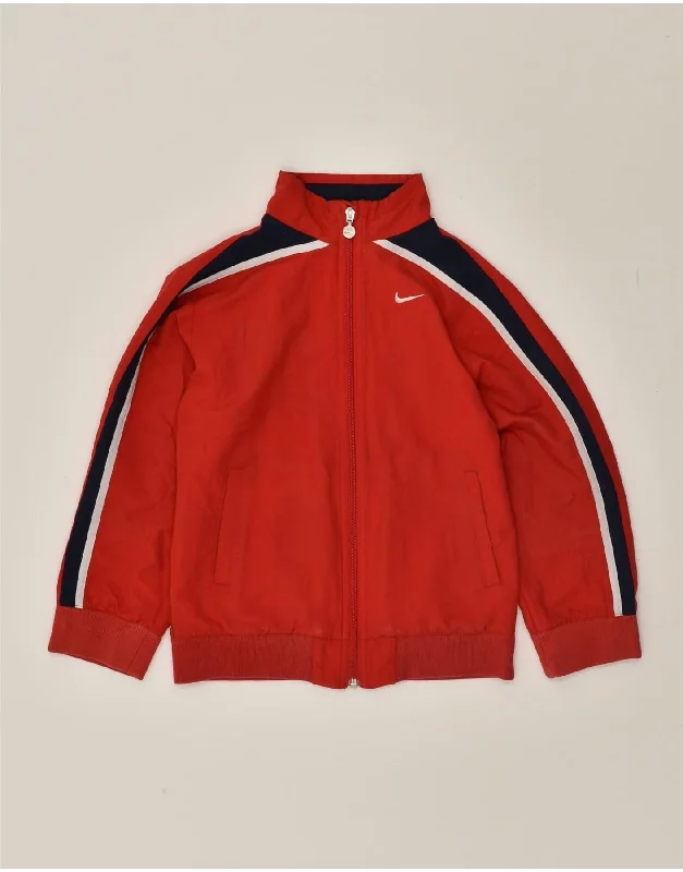 men's long sleeve jackets -NIKE Girls Tracksuit Top Jacket 7-8 Years XL  Red Striped Polyester