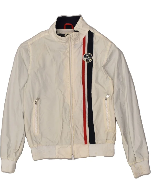 men's outdoor fleece jackets -NORTH SAILS Boys Bomber Jacket 10-11 Years Beige Polyamide