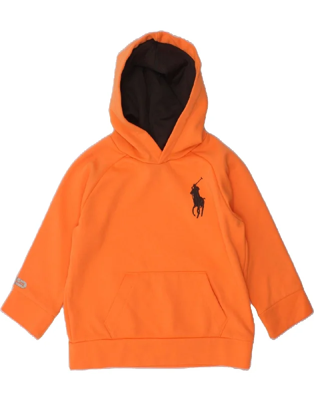 men's hoodie with designs -POLO RALPH LAUREN Baby Girls Hoodie Jumper 18-24 Months Orange Polyester