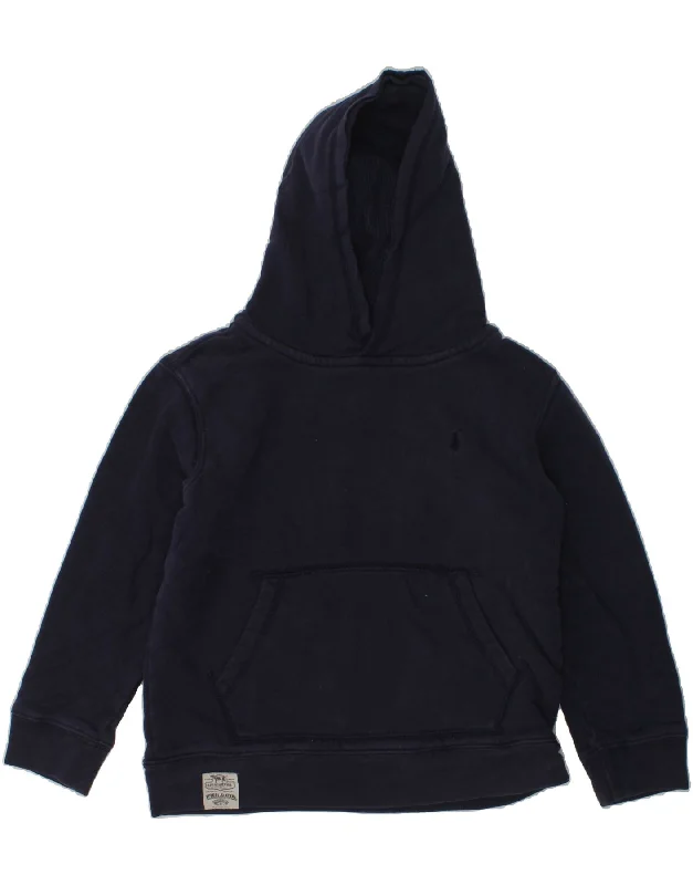 men's comfortable pullover sweatshirts -POLO RALPH LAUREN Boys Hoodie Jumper 5-6 Years Navy Blue Cotton