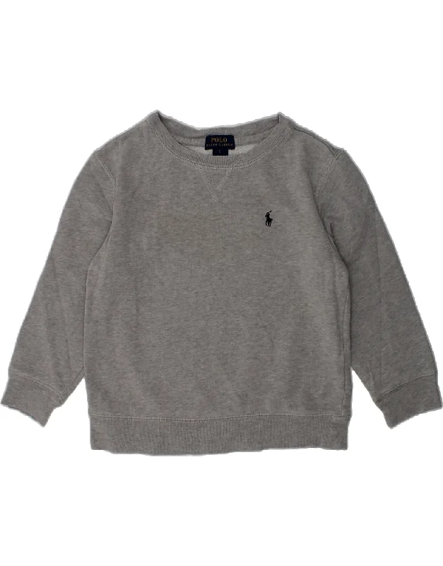 men's lightweight cotton hoodie -POLO RALPH LAUREN Boys Sweatshirt Jumper 4-5 Years Grey Cotton