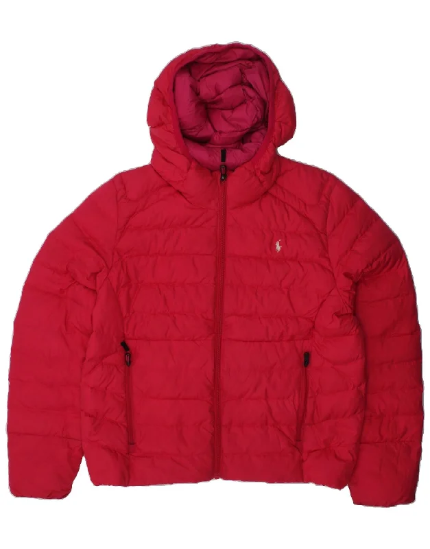 men's leather jackets -POLO RALPH LAUREN Girls Hooded Padded Jacket 12-13 Years Large Pink