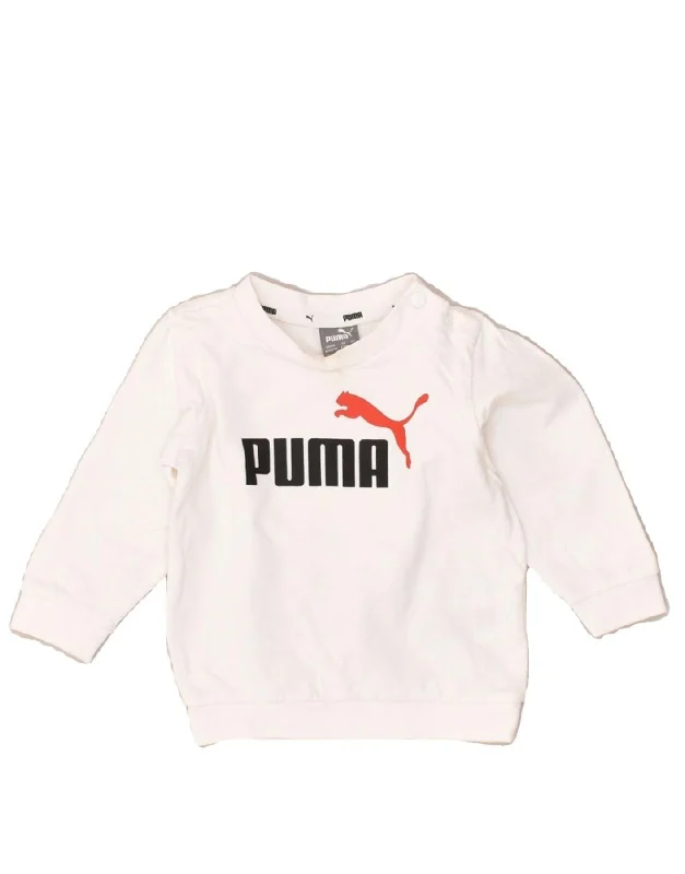 men's comfortable pullover sweatshirts -PUMA Baby Boys Graphic Sweatshirt Jumper 6-9 Months White Cotton