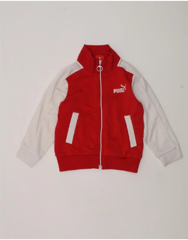 men's stylish parkas -PUMA Baby Boys Graphic Tracksuit Top Jacket 12-18 Months Red Colourblock