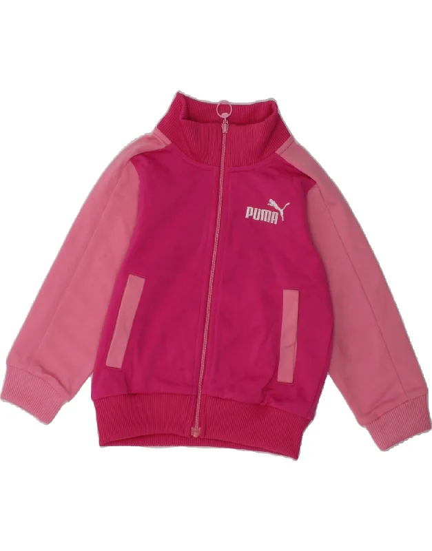 men's stylish outdoor jackets -PUMA Baby Boys Graphic Tracksuit Top Jacket 9-12 Months Pink Colourblock