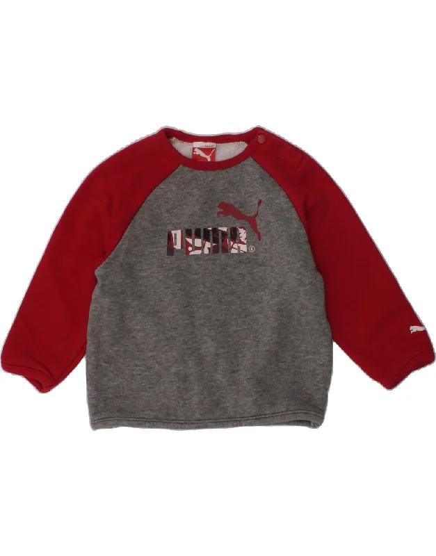 men's hoodie for snowboarding -PUMA Baby Girls Graphic Sweatshirt Jumper 9-12 Months Red Colourblock