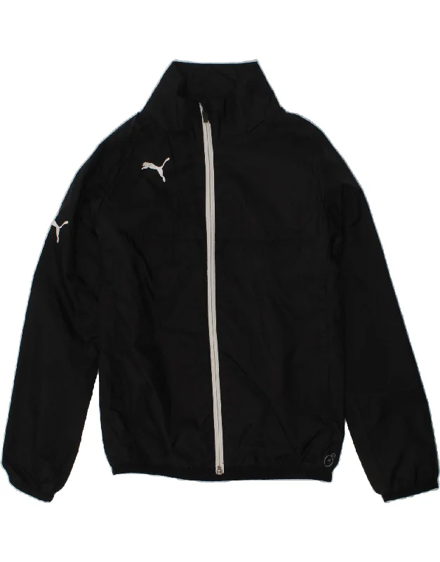 men's quilted jackets -PUMA Boys Graphic Bomber Jacket 9-10 Years Black Nylon